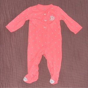 Carter's Pink and White Soft Footie One Piece